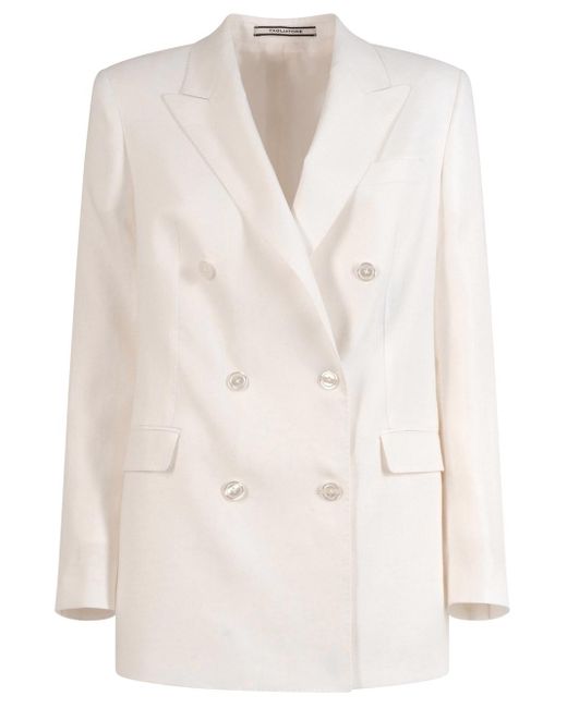 Tagliatore Natural Jasmine Double-Breasted Linen Blazer