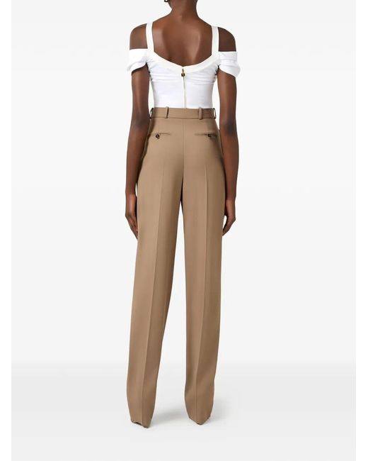 Elisabetta Franchi Natural Dart-Detail Gabardine Trousers