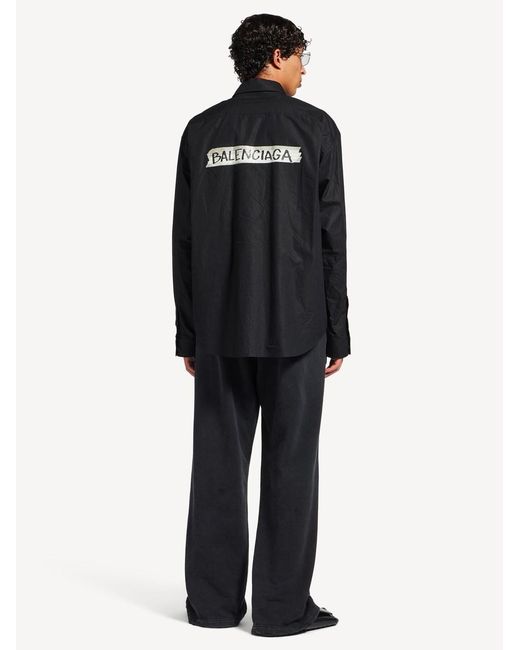Balenciaga Masking Tape Shirt Long Sleeve Wide Fit In Black Clothing for men