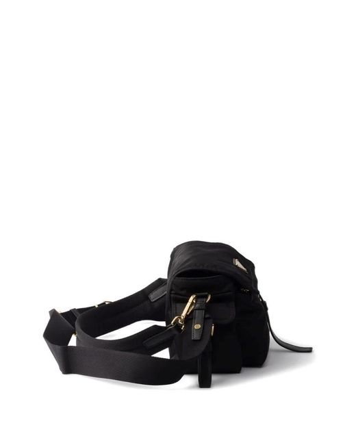 Prada Black Explore Medium Re-Nylon Shoulder With Flap Bags