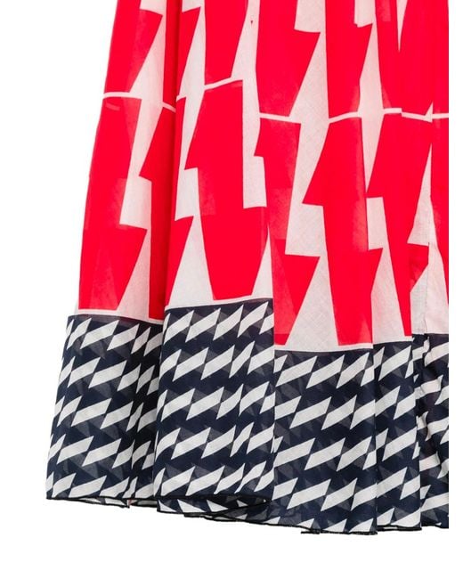 Samantha Sung Red Aster Midi Dress With Impero Ombre-Print