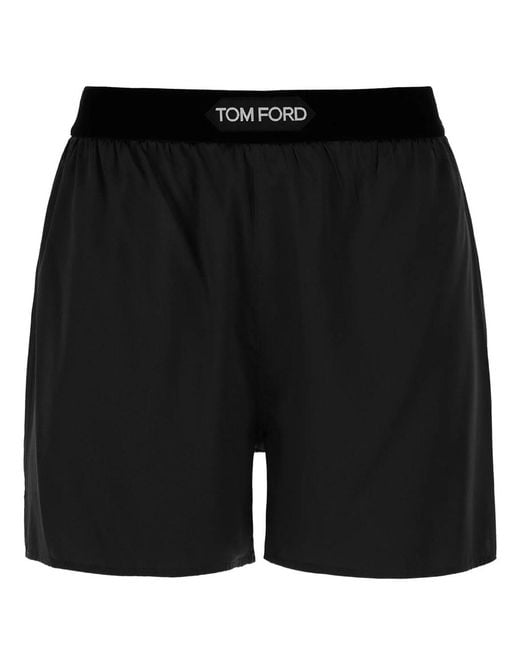 Tom Ford Black Silk Shorts With Velvet Band