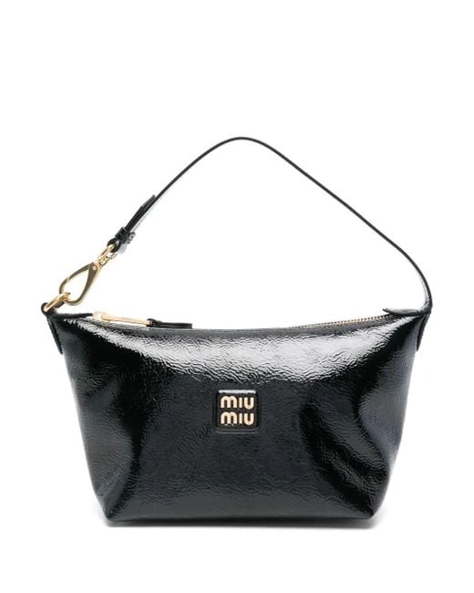 【MiuMiu】Naplak patent leather pouch レザーポーチ バッグ Miu Miu Naplak Patent Leather Pouch - Black | Editorialist