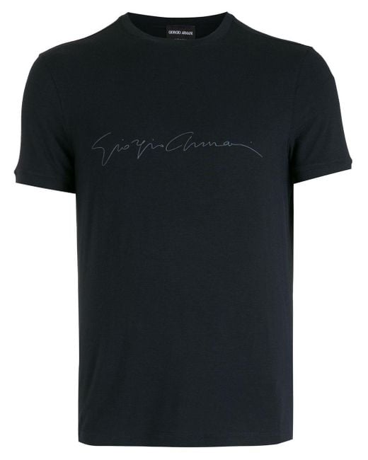 Giorgio Armani Black Asv Stretch-Viscose T-Shirt With Signature Logo Clothing for men