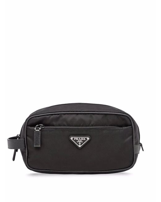 Prada Black Re-Nylon Wash Bag for men