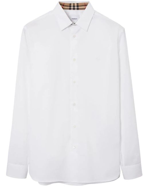 Camicia con logo di Burberry in White da Uomo