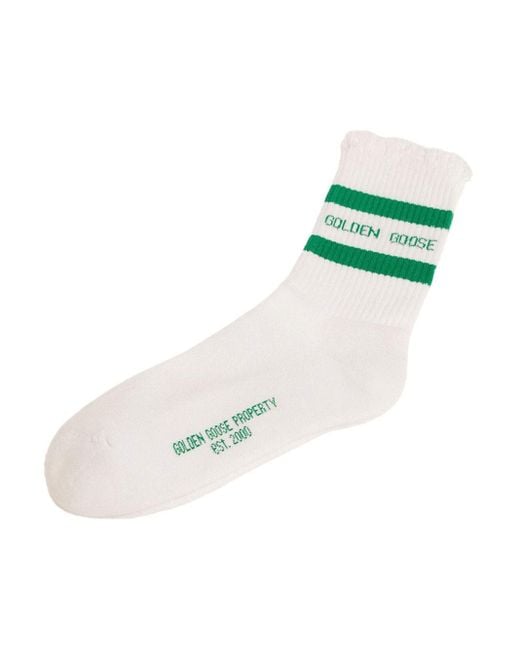 Golden Goose Deluxe Brand Green Logo And Stripes Cotton Blend Socks for men