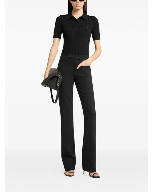 Courreges Black Solid Shirt Collar Polo