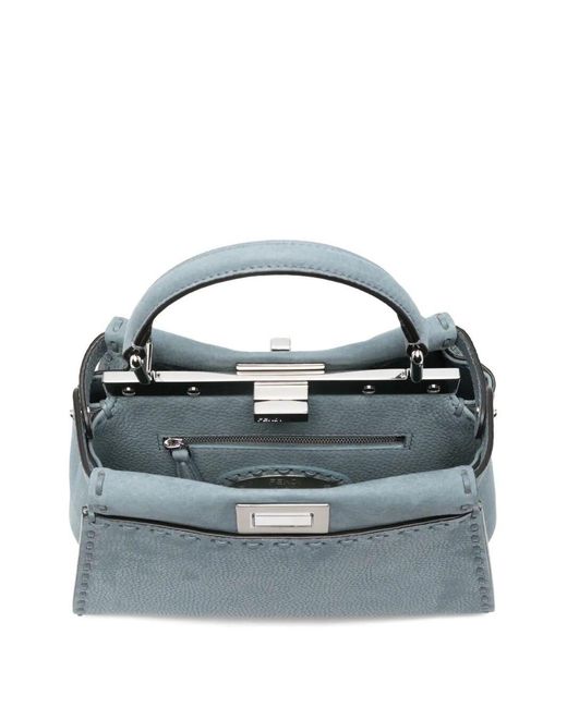 Fendi Blue Peekaboo Iseeu Mini Suede Bag
