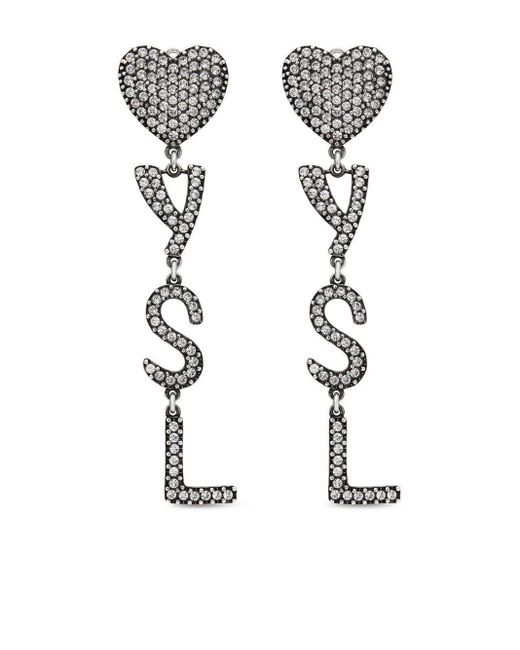 Saint Laurent White Opyum Heart Earrings Accessories
