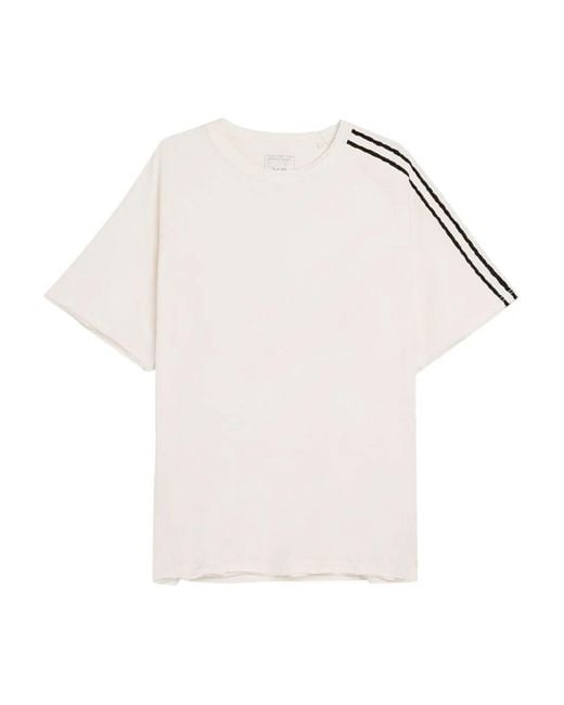 Y-3 White Raw Edge 3 Stripes Cotton T-Shirt for men