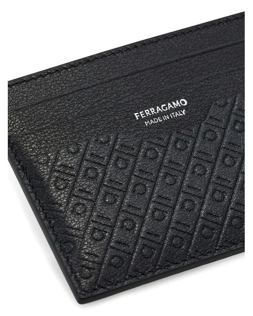 Ferragamo Black Monogram Card Holder for men