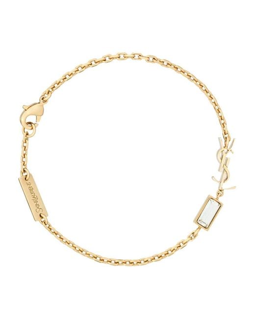 Saint Laurent Metallic Cassandre Charm Bracelet