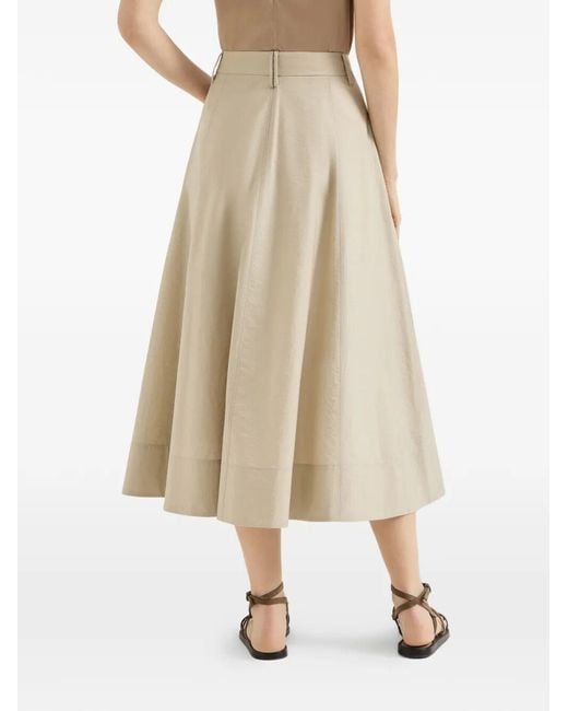 Brunello Cucinelli White Cotton Long Skirt