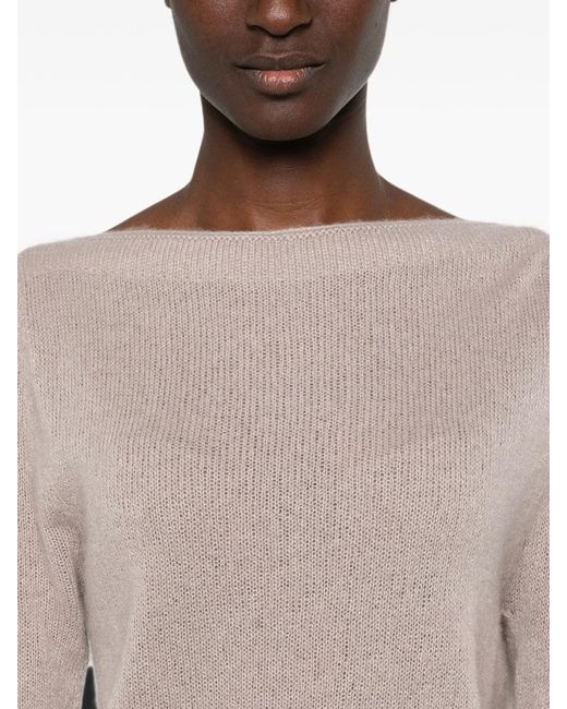 Tom Ford Natural Long Sleeve Sweater With Boat Neck And Metal Plate
