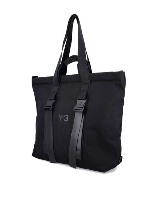 Y-3 Black Shopper Bag With Logo for men