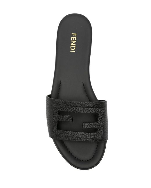 Fendi Black Leather Baguette Slide