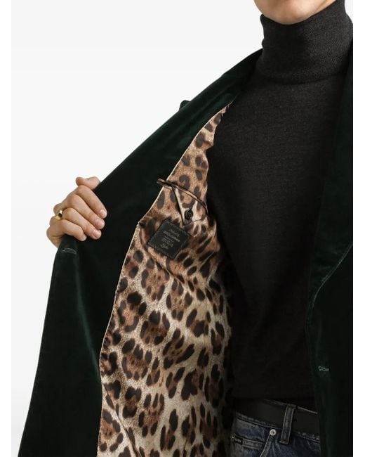 Dolce & Gabbana Black Double-Breasted Sicilia Light Cotton Velvet Jacket for men