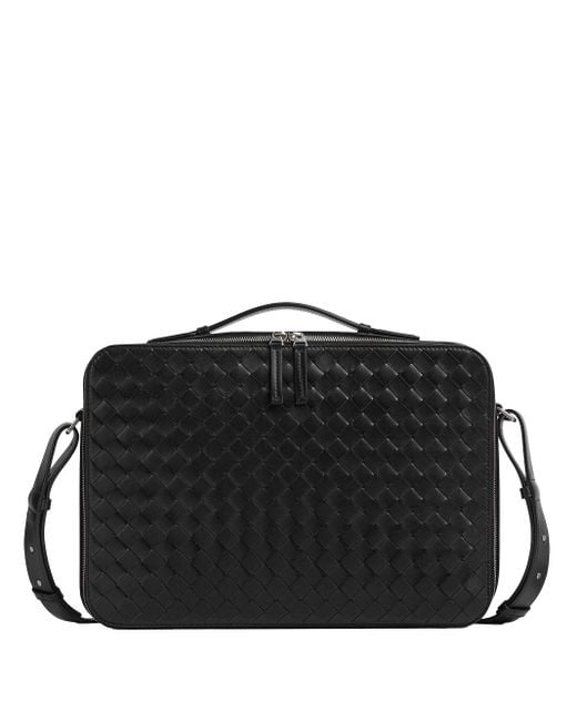 Bottega Veneta Black Getaway Leather Briefcase for men