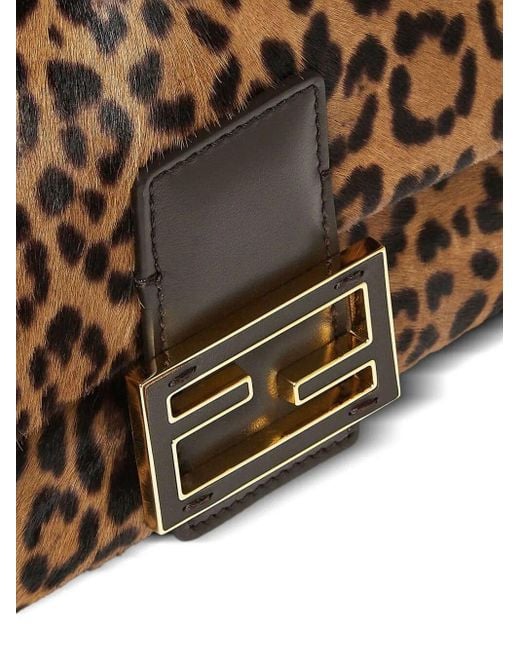 Fendi Brown Printed Cavallino Calfskin Medium Baguette Bag