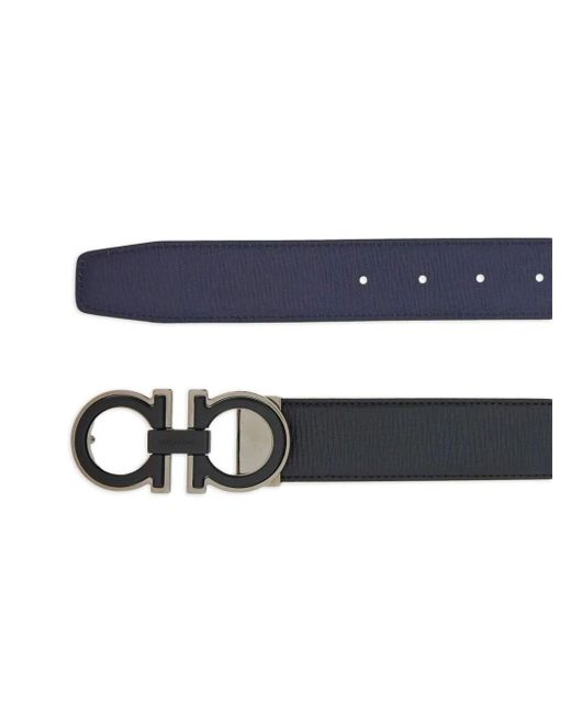 Cintura con logo caratteristico Gancini reversibile di Ferragamo in Black da Uomo