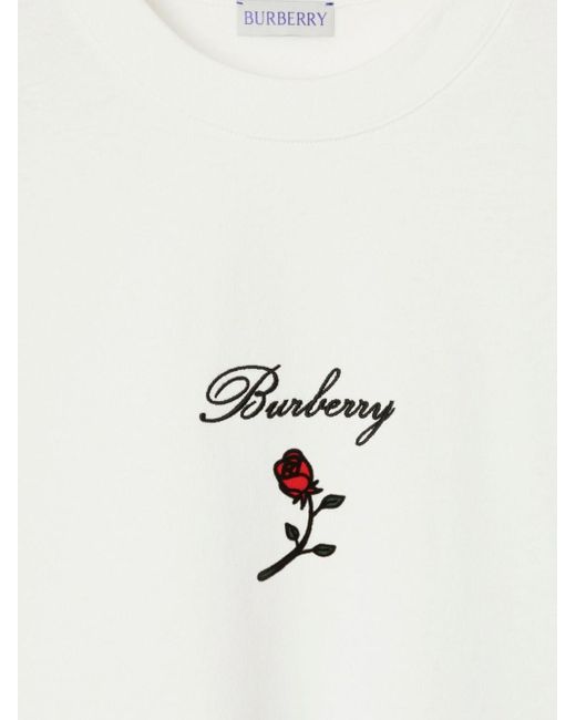 T-shirt con rosa di Burberry in White