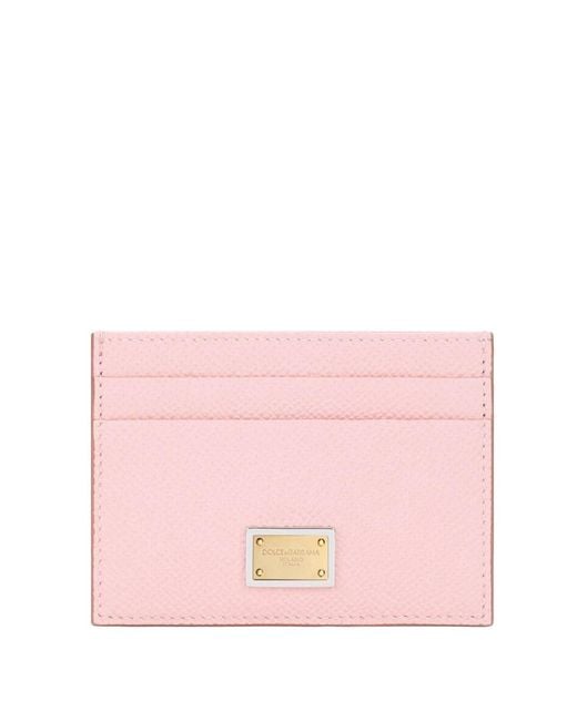 Dolce & Gabbana Pink Dolce & Gabbana Dauphine Calfskin Card Holder With Branded Plate