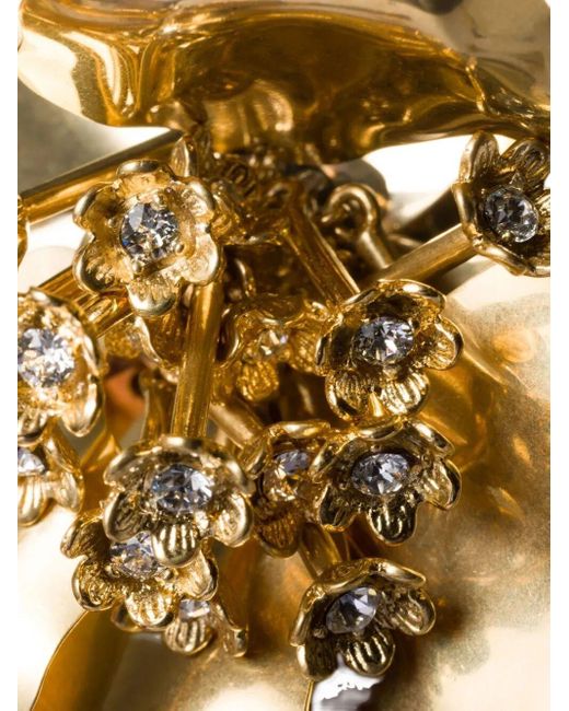 Miu Miu Metallic Metal Brooch With Crystals Accessories
