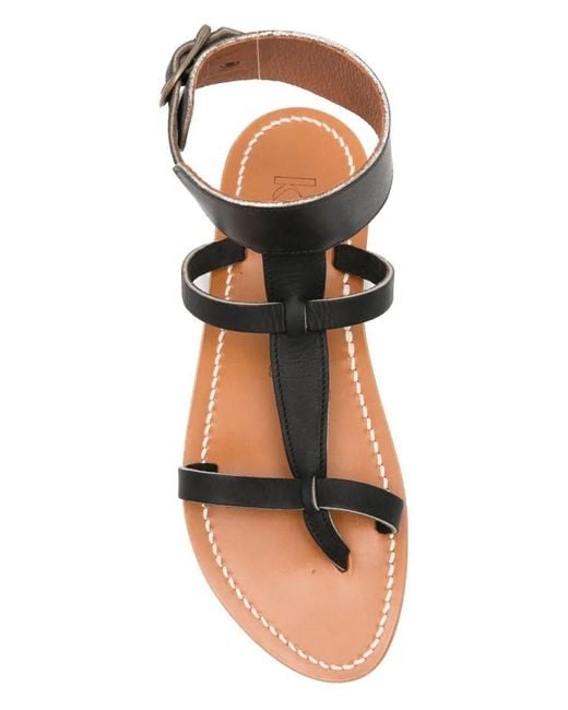 K. Jacques Black Caravelle Flat Sandals