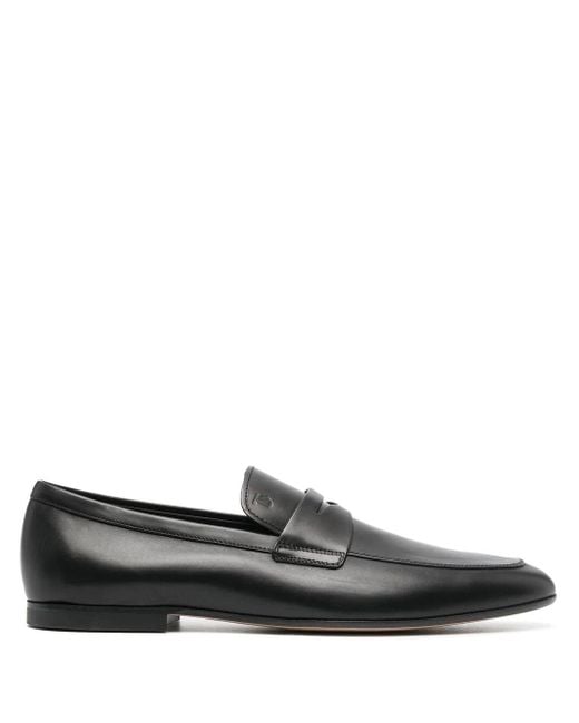 Tod's Black Slip-on Leather Loafers for men