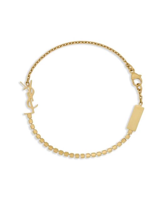 Saint Laurent White Cassandre Charm Bracelet