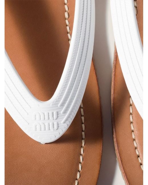Miu Miu White Slightly Padded Thong Sandals