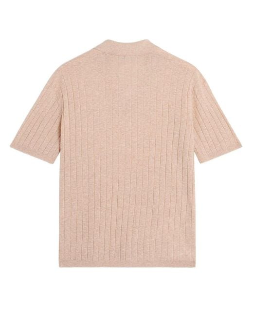 Maison Kitsuné Pink Linen Cotton Short Sleeve Polo for men