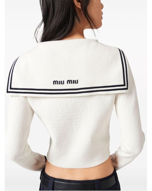 Miu Miu Natural Sailor Knit Cardigan