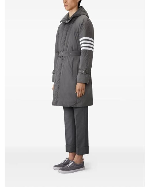 Thom Browne Gray Poly Twill 4-bar Hooded Down Parka With Belt for men