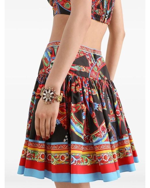 Dolce & Gabbana Red Printed Mini Skirt