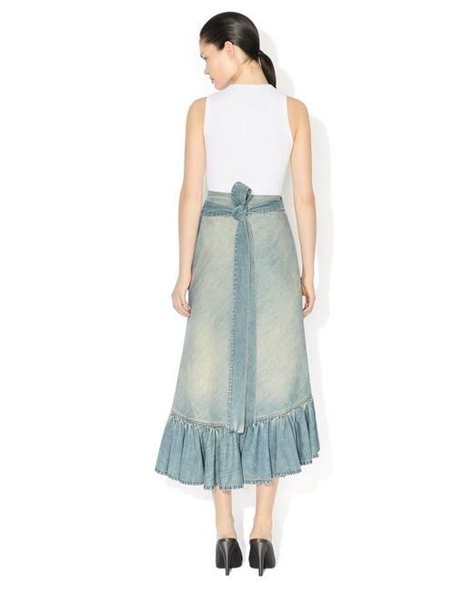 Alaïa Blue Denim Skirt With Ruffle