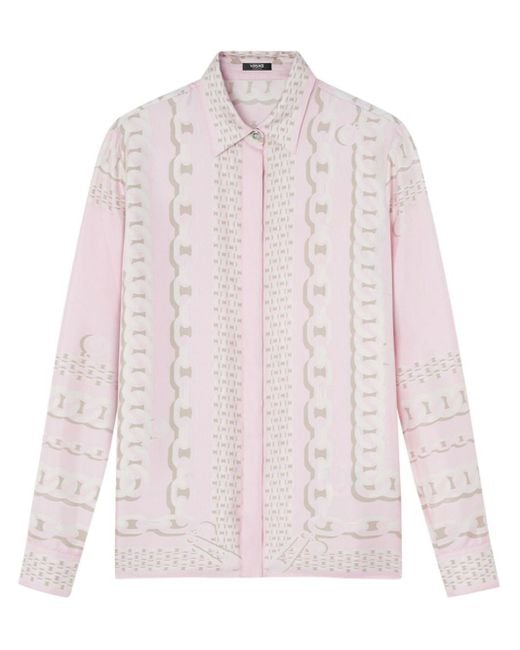 Versace Pink Silk Shirt With Concealed Placket