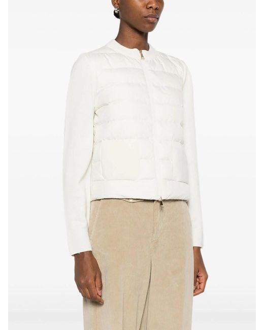 Moncler White Wool Padding Cardigan With Zip