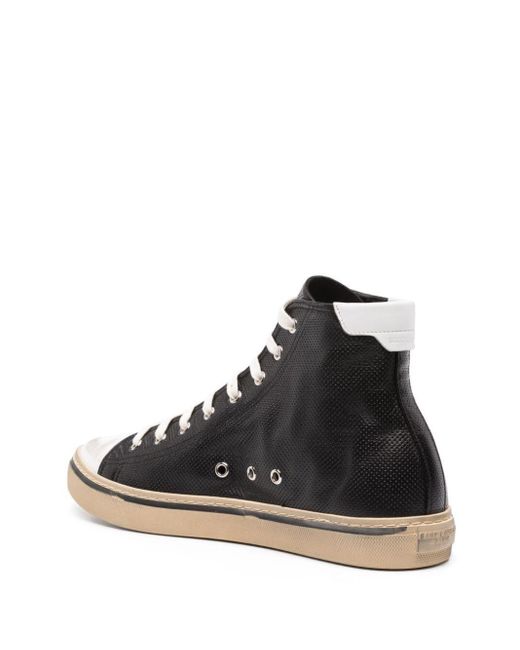 Saint Laurent Black Malibu Lace-up Leather Sneakers for men