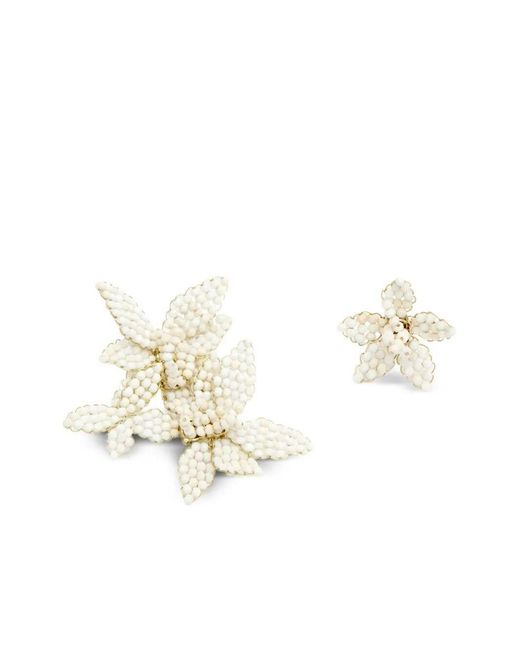 Isabel Marant White Loli Asymmetrical Flower-Shaped Earrings Accessories