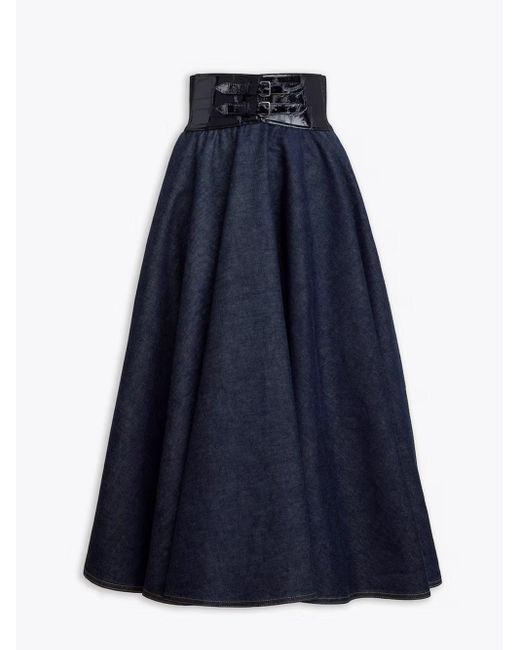 Alaïa Blue Denim Skirt With Belt Clothing
