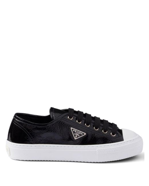 Prada Black Shiny Leather Naplak Sneakers