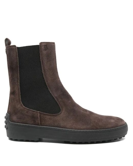 Tod's Brown Winter Gommino Suede Ankle Boots