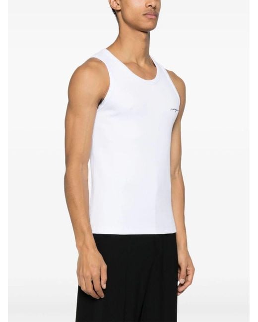 MSGM White Ribbed Tank Top Clothing for men