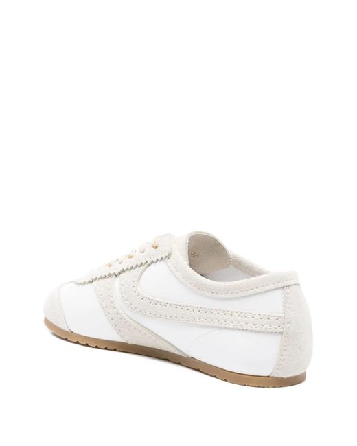 Dries Van Noten White Leather Sneakers With Suede Inserts