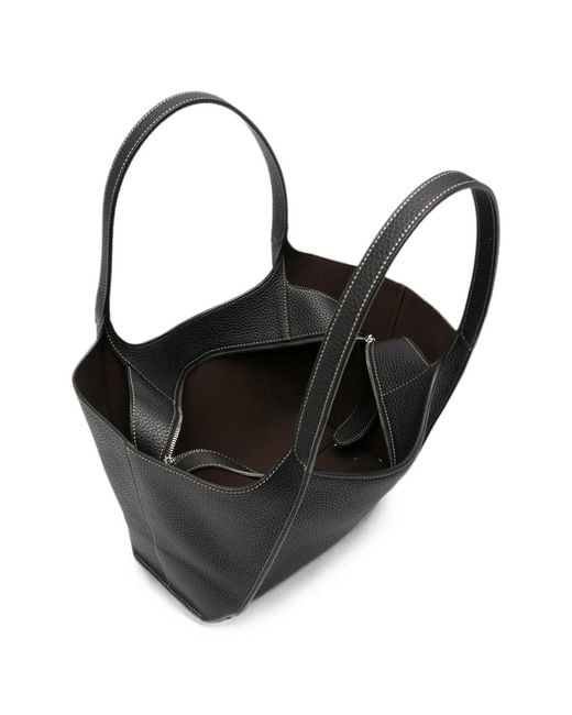 Tod's Black T Timeless Small Leather Shopping Bag