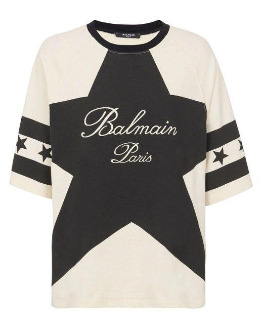 T-shirt stars con stampa di Balmain in Black