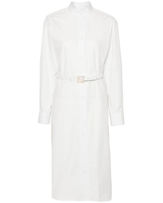 Fendi White Belted Shirt Dress