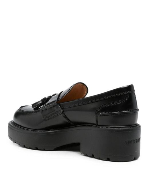 Miu Miu Black Chunky Leather Loafers
